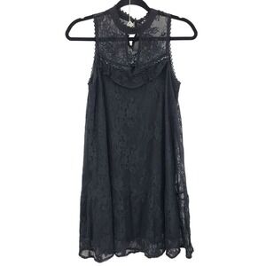 Vtg Black Swan Gothic Lace Choker Dress Sz S Black Cutout Sweetheart Whimsigoth